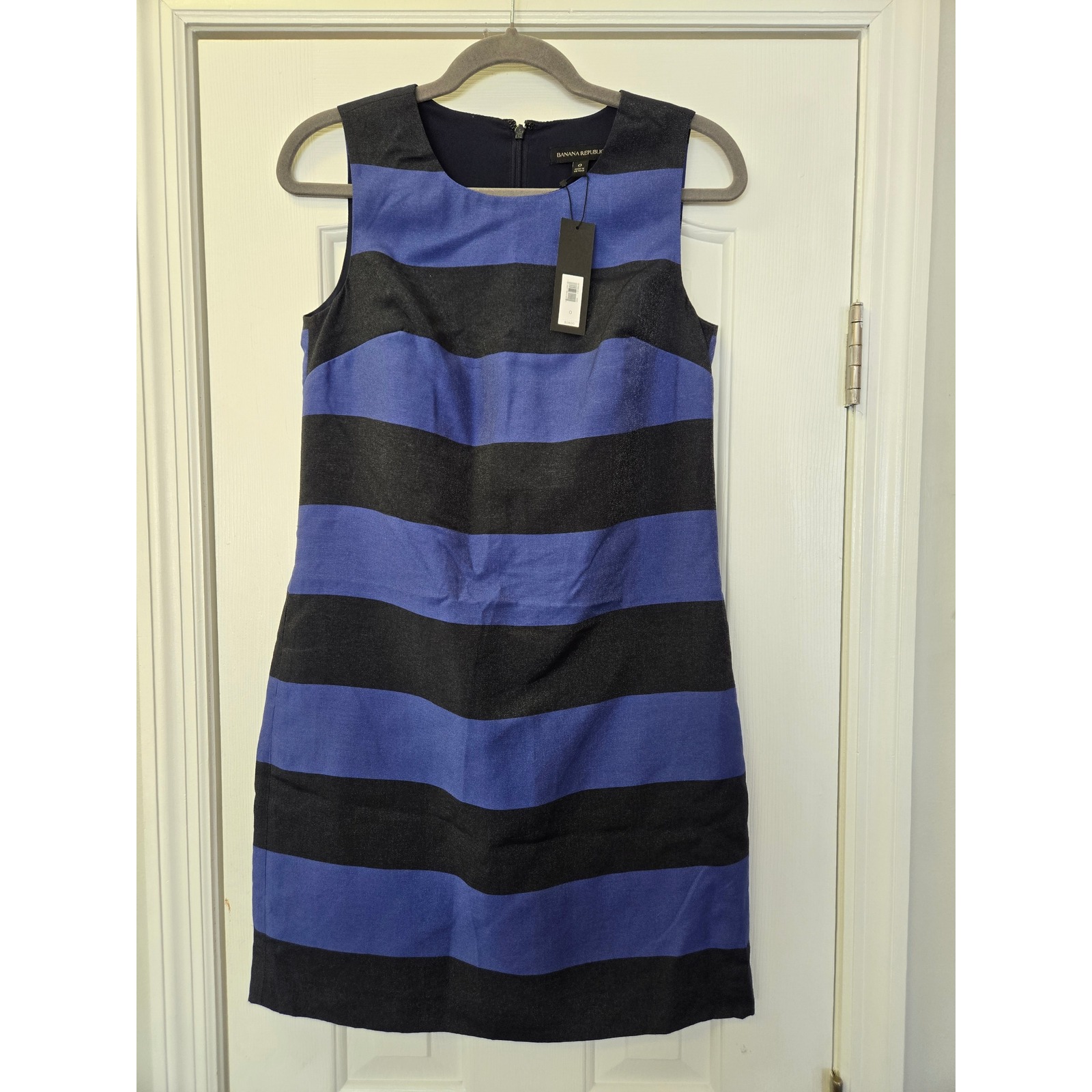 Banana Republic Blue Black Striped Shift Dress Sleeveless Nwt Size 0